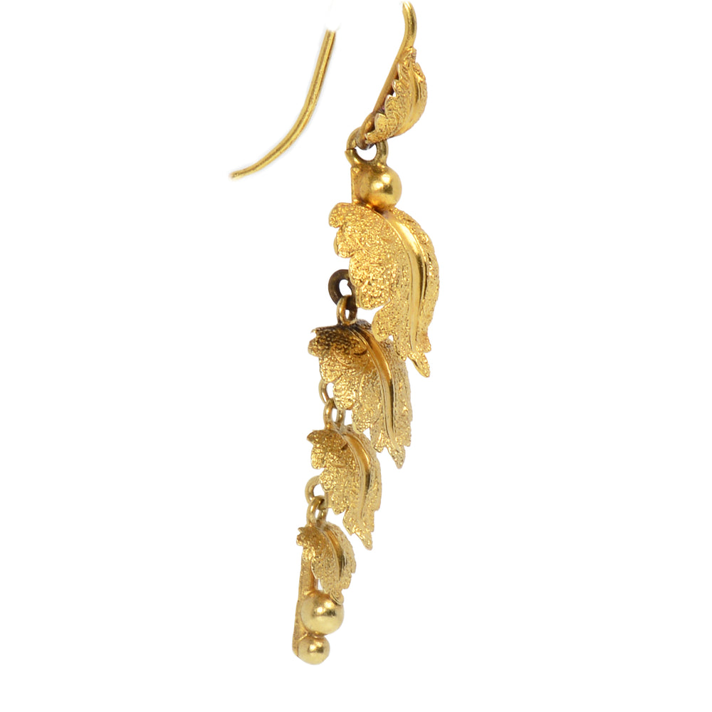 
                      
                        Falling Leaves - Victorian Articulated Dangle Gold Earrings
                      
                    