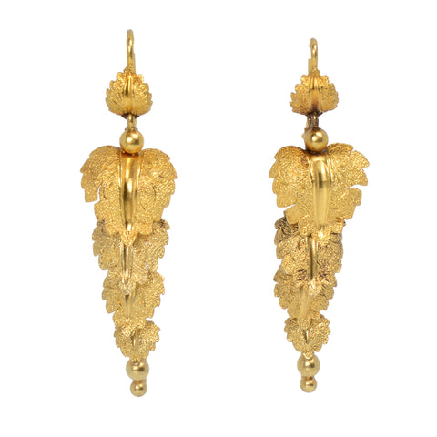 Falling Leaves - Victorian Articulated Dangle Gold Earrings