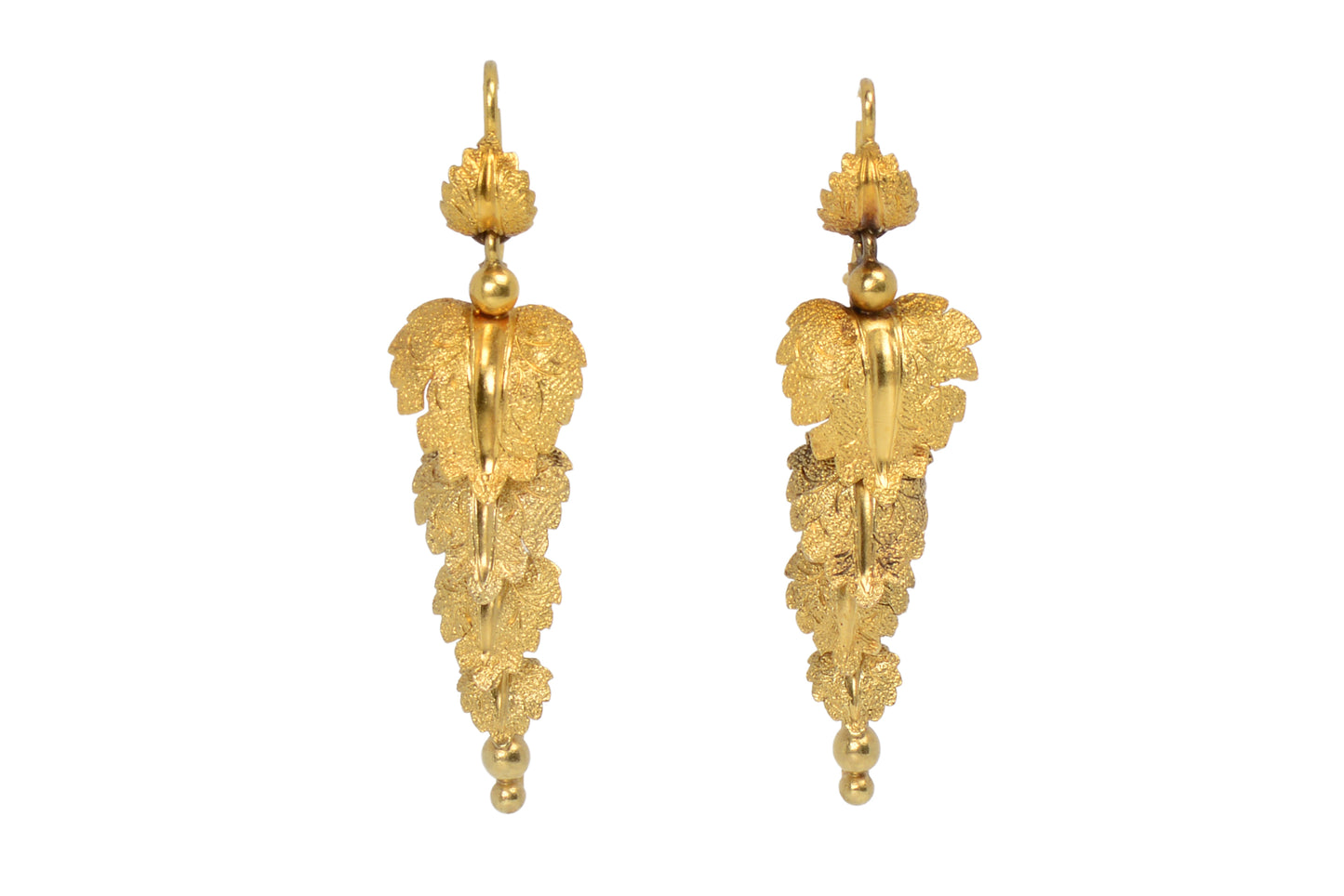 Falling Leaves - Victorian Articulated Dangle Gold Earrings