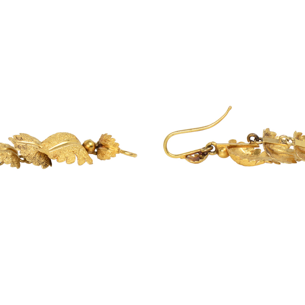 
                      
                        Falling Leaves - Victorian Articulated Dangle Gold Earrings
                      
                    