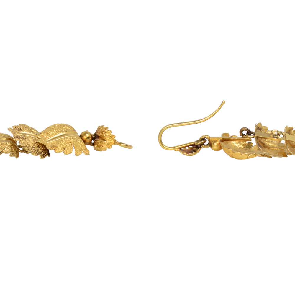 Falling Leaves - Victorian Articulated Dangle Gold Earrings