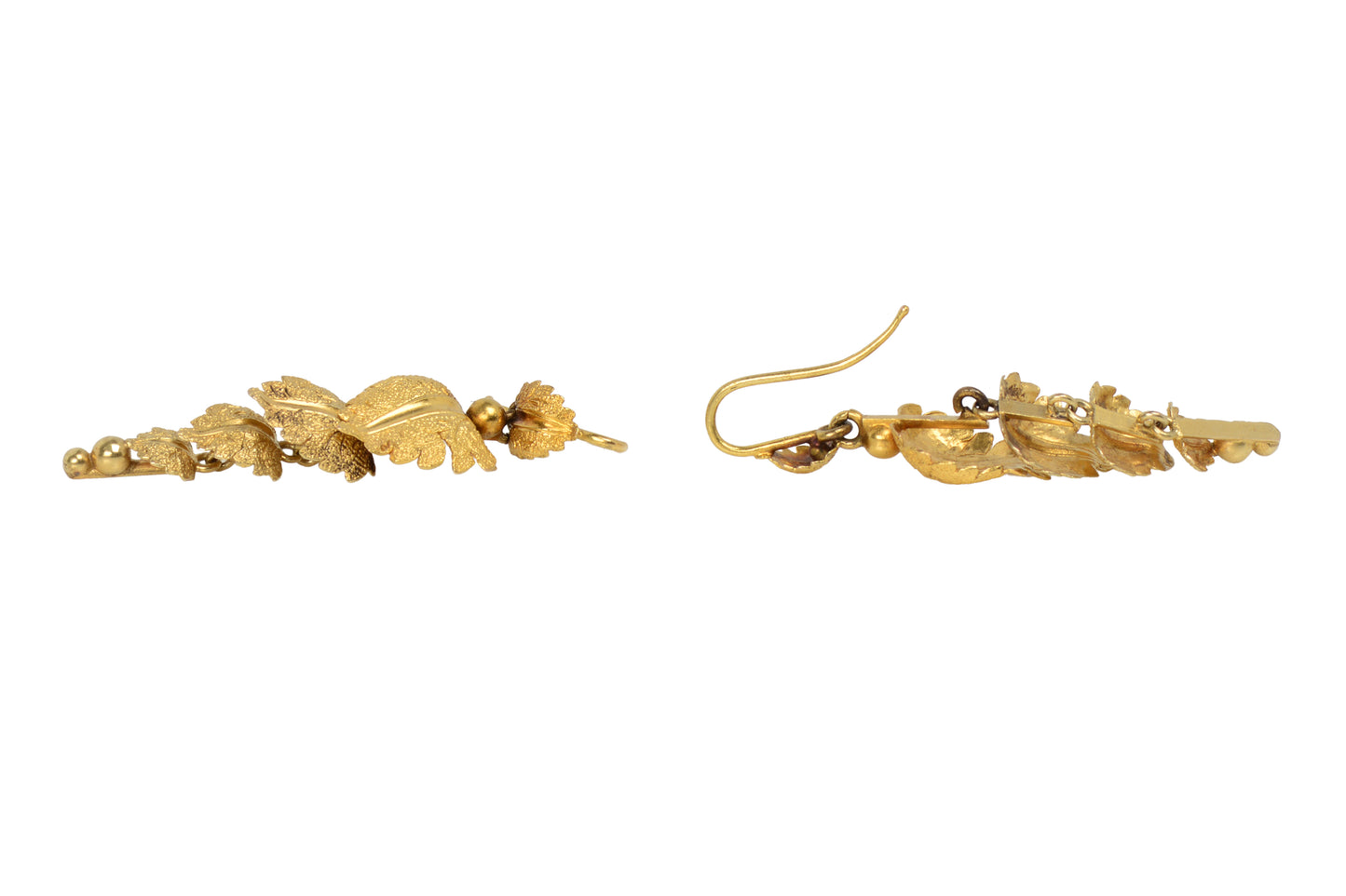 Falling Leaves - Victorian Articulated Dangle Gold Earrings