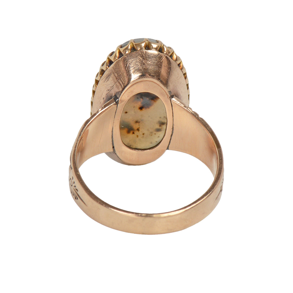 
                      
                        Victorian Moss Agate Ring in Rose Gold
                      
                    