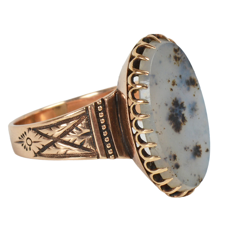 
                      
                        Victorian Moss Agate Ring in Rose Gold
                      
                    