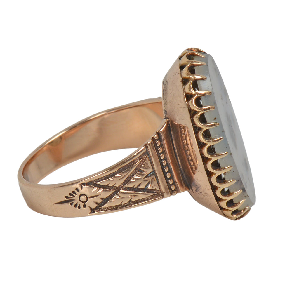 
                      
                        Victorian Moss Agate Ring in Rose Gold
                      
                    