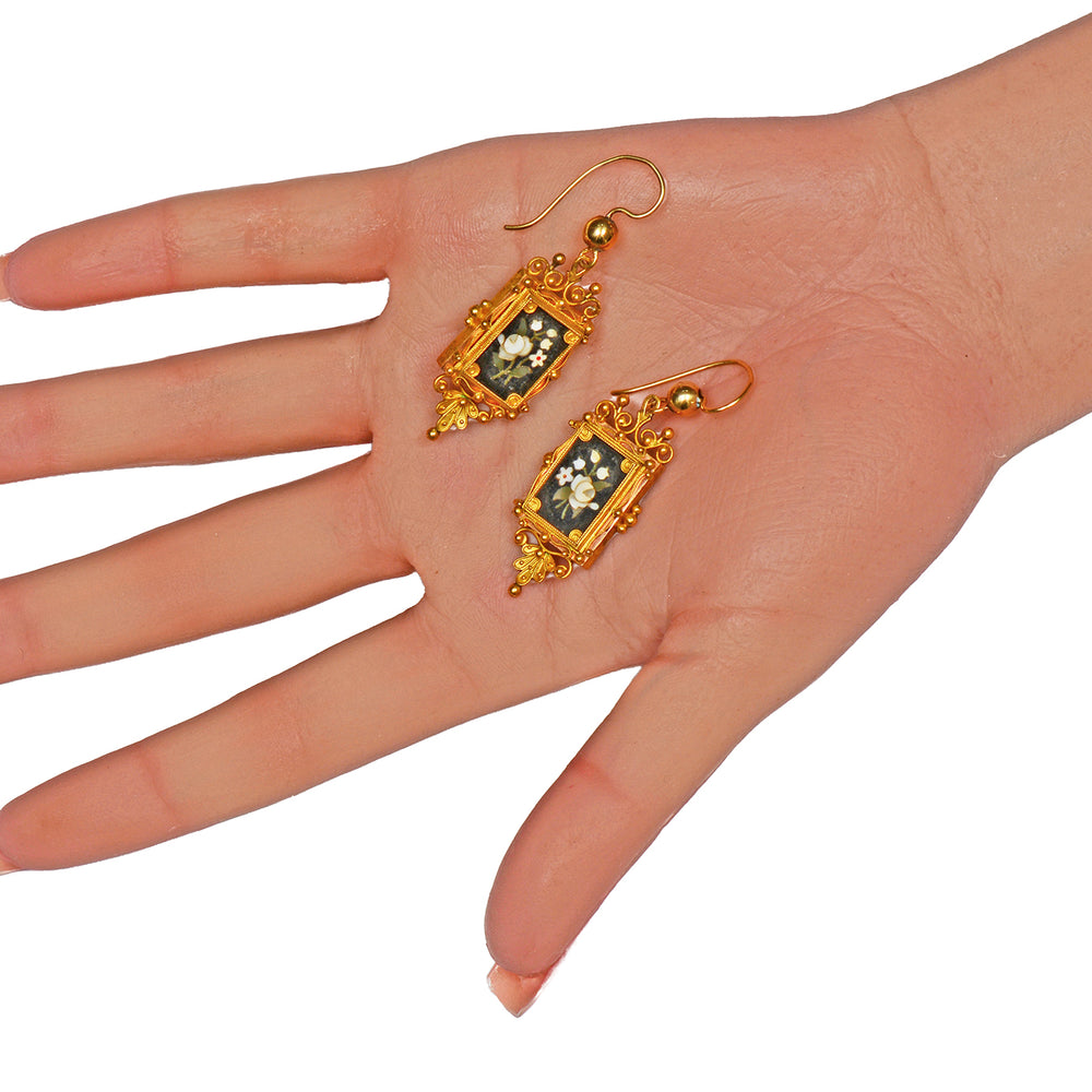 
                      
                        Victorian Pietra Dura Gold Earrings
                      
                    