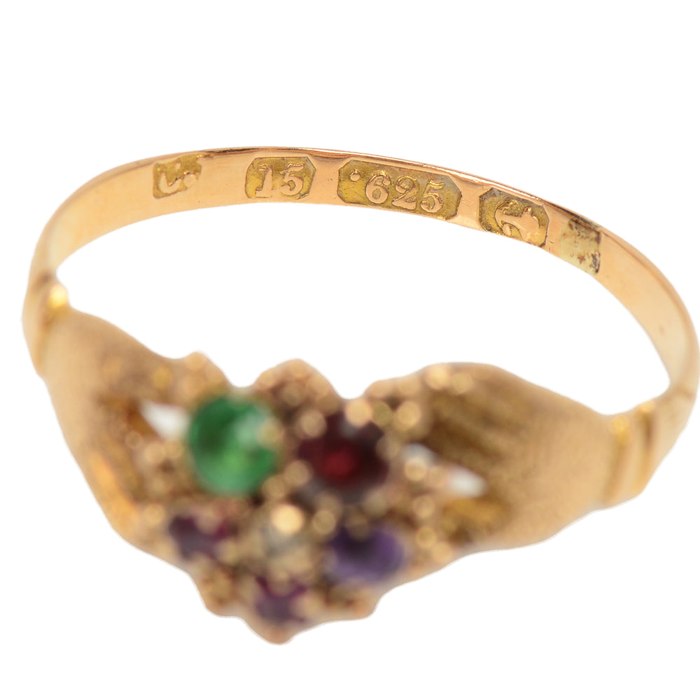 
                      
                        Georgian English Fede Hands Acrostic Regard Ring
                      
                    