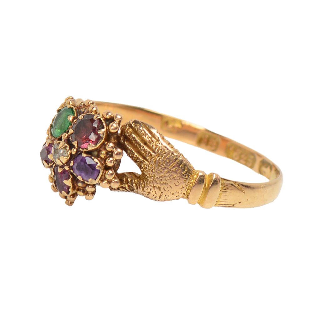 
                      
                        Georgian English Fede Hands Acrostic Regard Ring
                      
                    