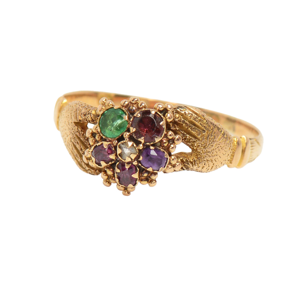 Georgian English Fede Hands Acrostic Regard Ring