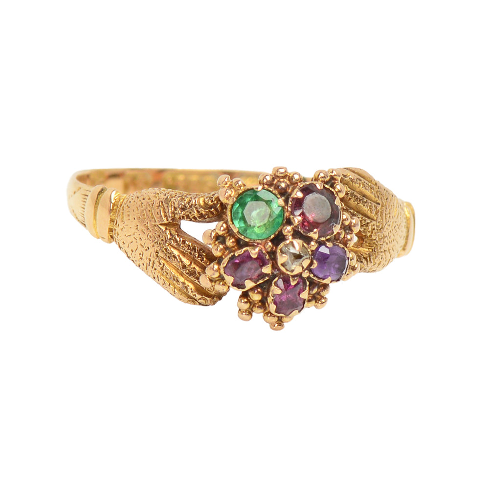 Georgian English Fede Hands Acrostic Regard Ring