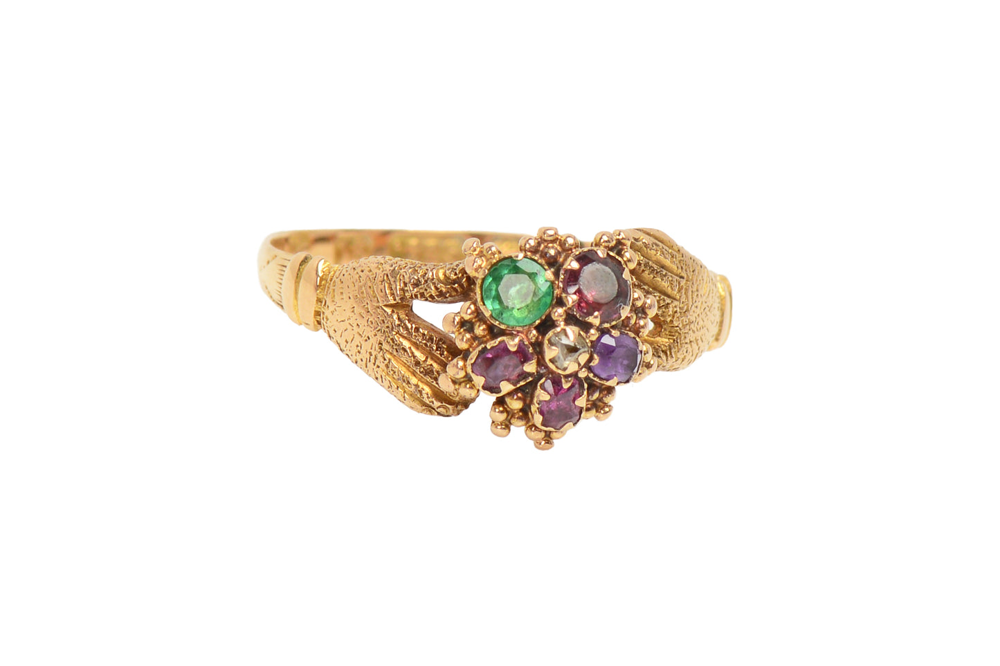 Georgian English Fede Hands Acrostic Regard Ring