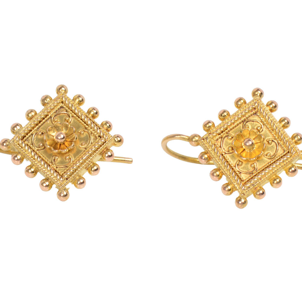 
                      
                        Victorian Revival Gold Earrings diamond shaped 22665
                      
                    