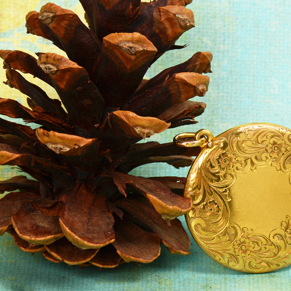 
                      
                        Lumious Victorian Forget Me Not Floral Gold Locket
                      
                    