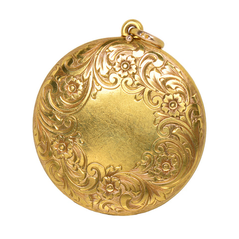 Lumious Victorian Forget Me Not Floral Gold Locket