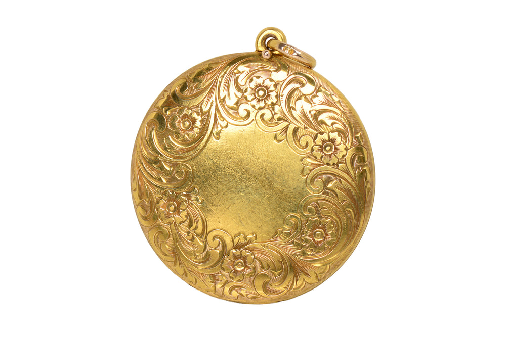 Lumious Victorian Forget Me Not Floral Gold Locket