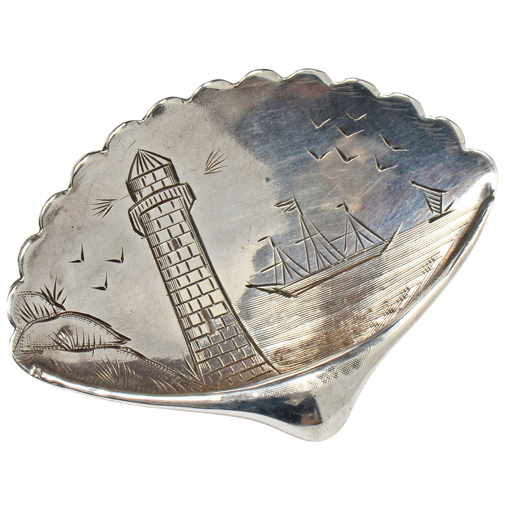 
                      
                        Silver Shell Motif Seascape Brooch & Earrings in box
                      
                    