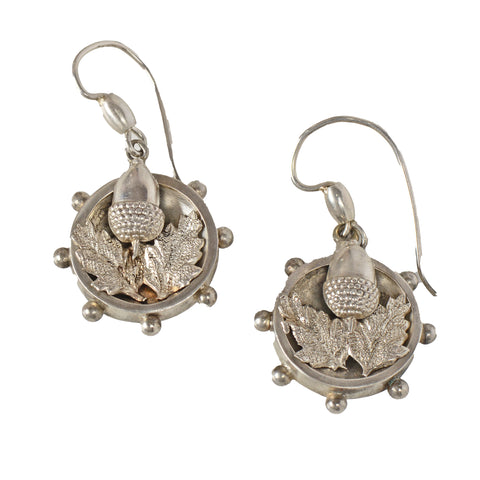 Antique Victorian Silver Acorn & Oak Leaf Earrings