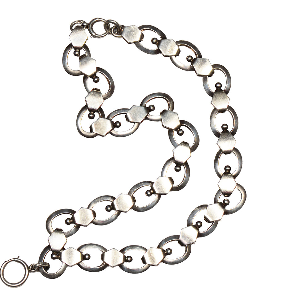Victorian Sterling Silver Oval Link Book Chain