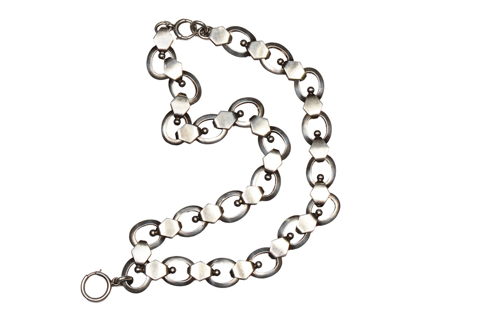Victorian Sterling Silver Oval Link Book Chain