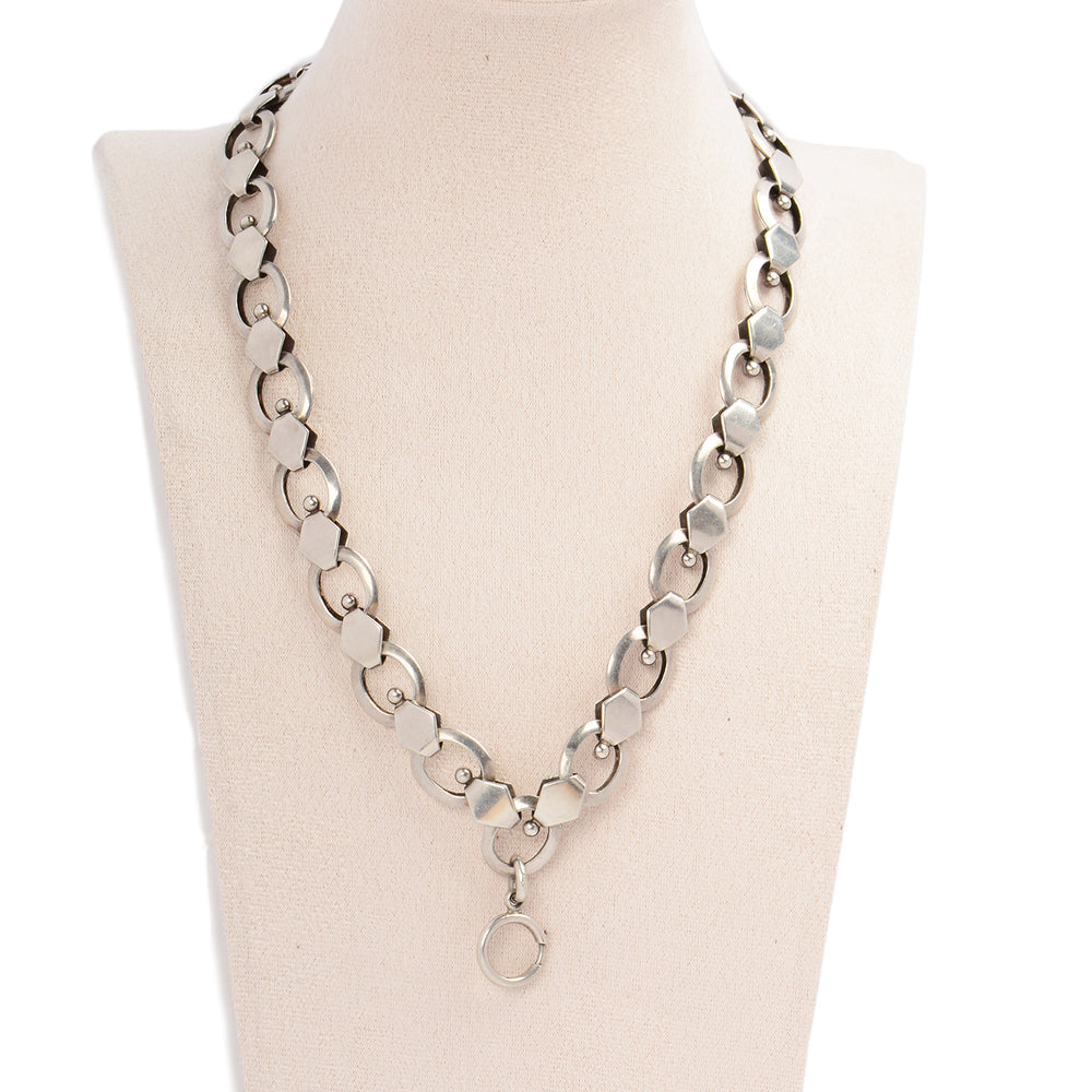 Victorian Sterling Silver Oval Link Book Chain