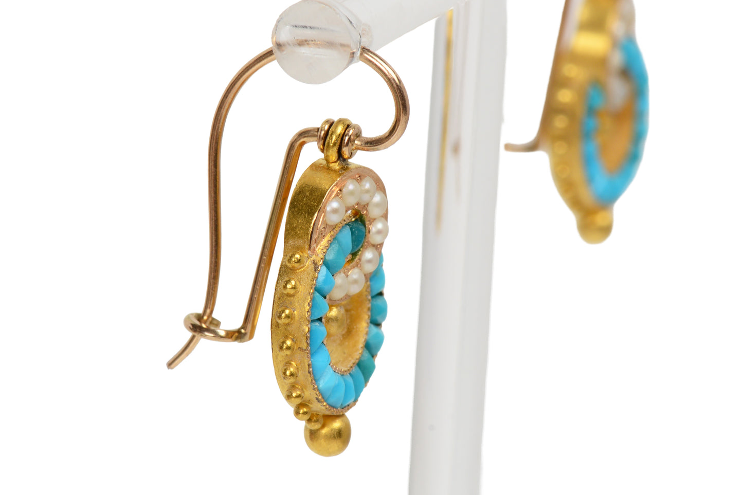 Infinity - Turquoise pearl Victorian earrings