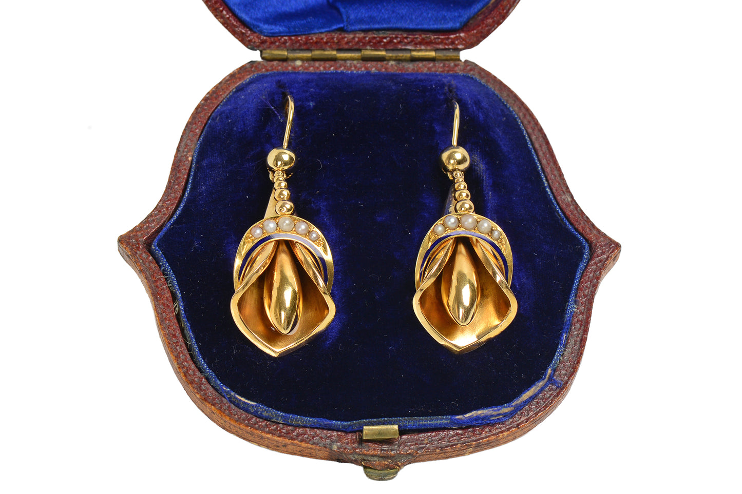 RESERVED for AT - Victorian Gold Calla Lilly Flower Motif Earrings