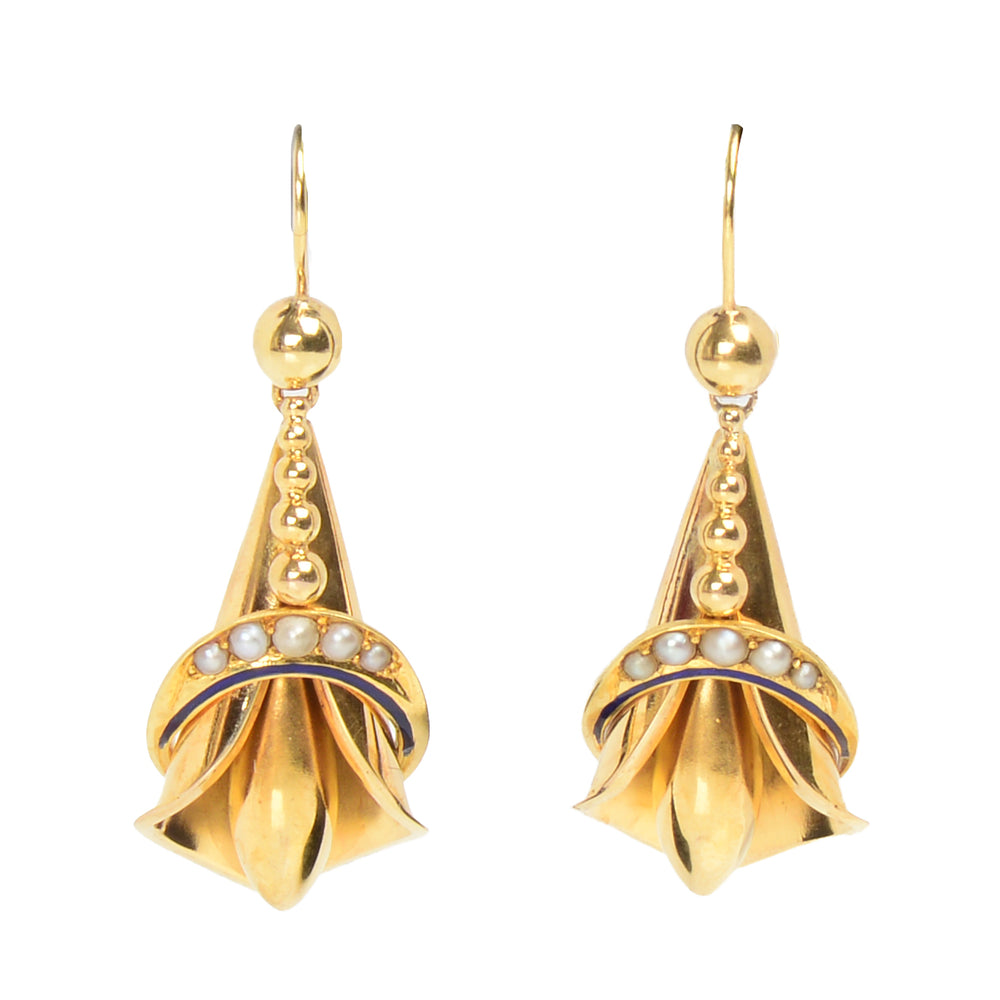 RESERVED for AT - Victorian Gold Calla Lilly Flower Motif Earrings
