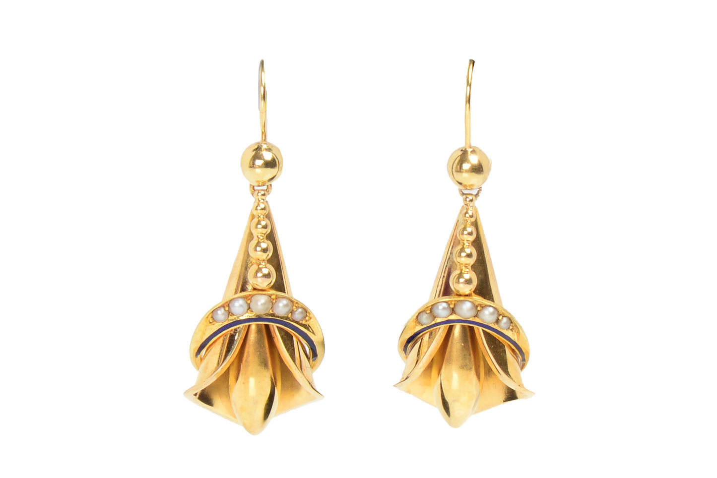 RESERVED for AT - Victorian Gold Calla Lilly Flower Motif Earrings