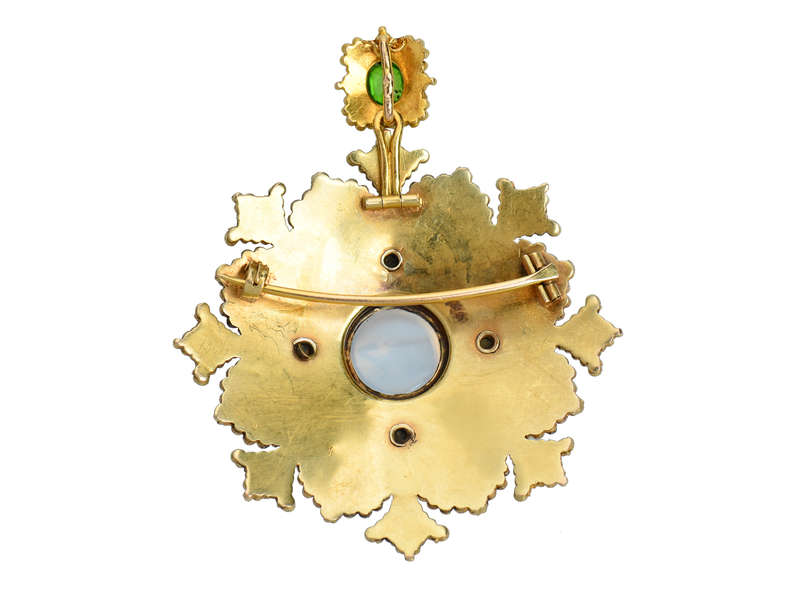 Victorian Demantoid, Moonstone & Diamond Pendant