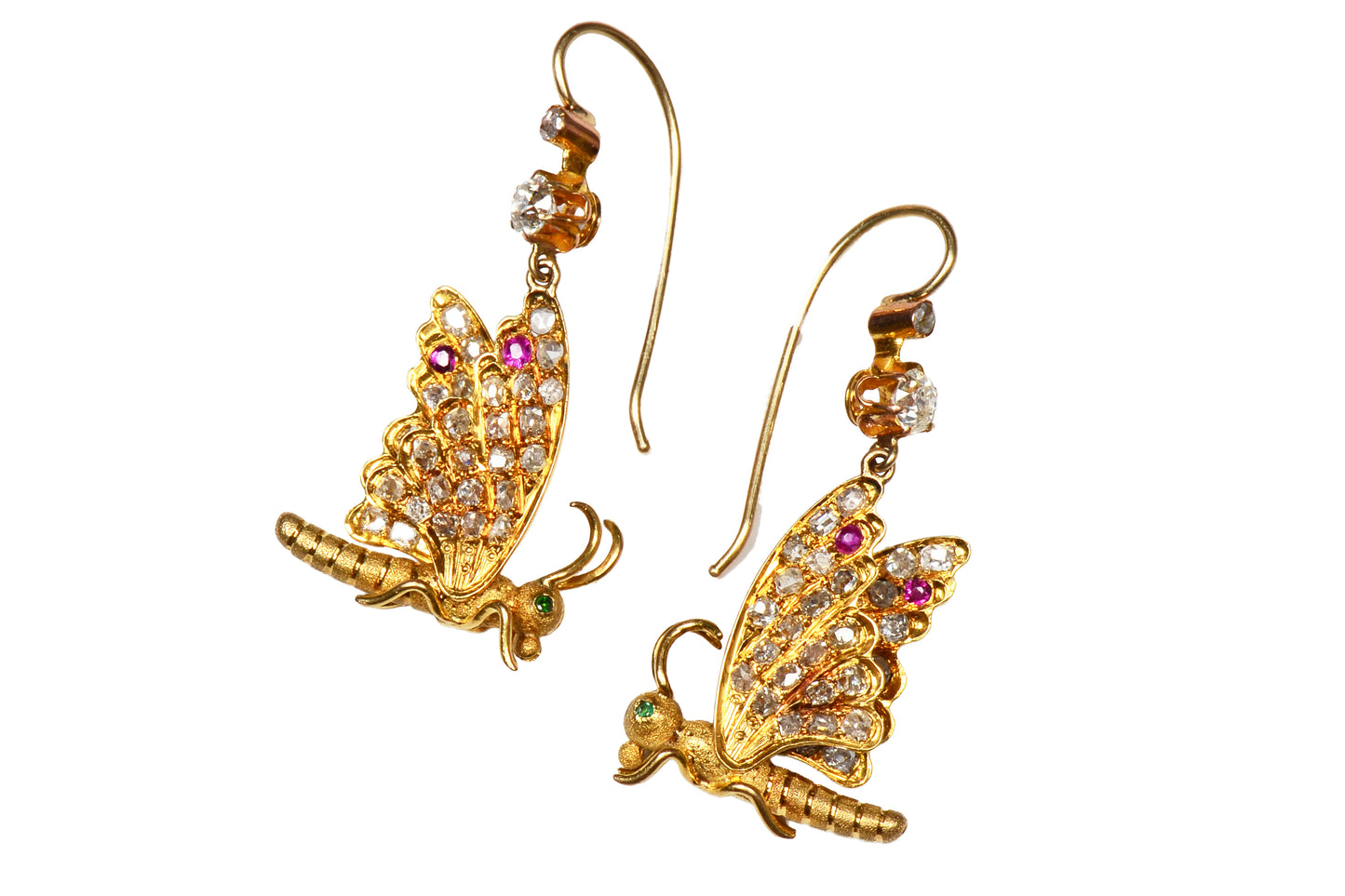 Victorian Ephemeral - Diamond & Ruby Butterfly Earrings