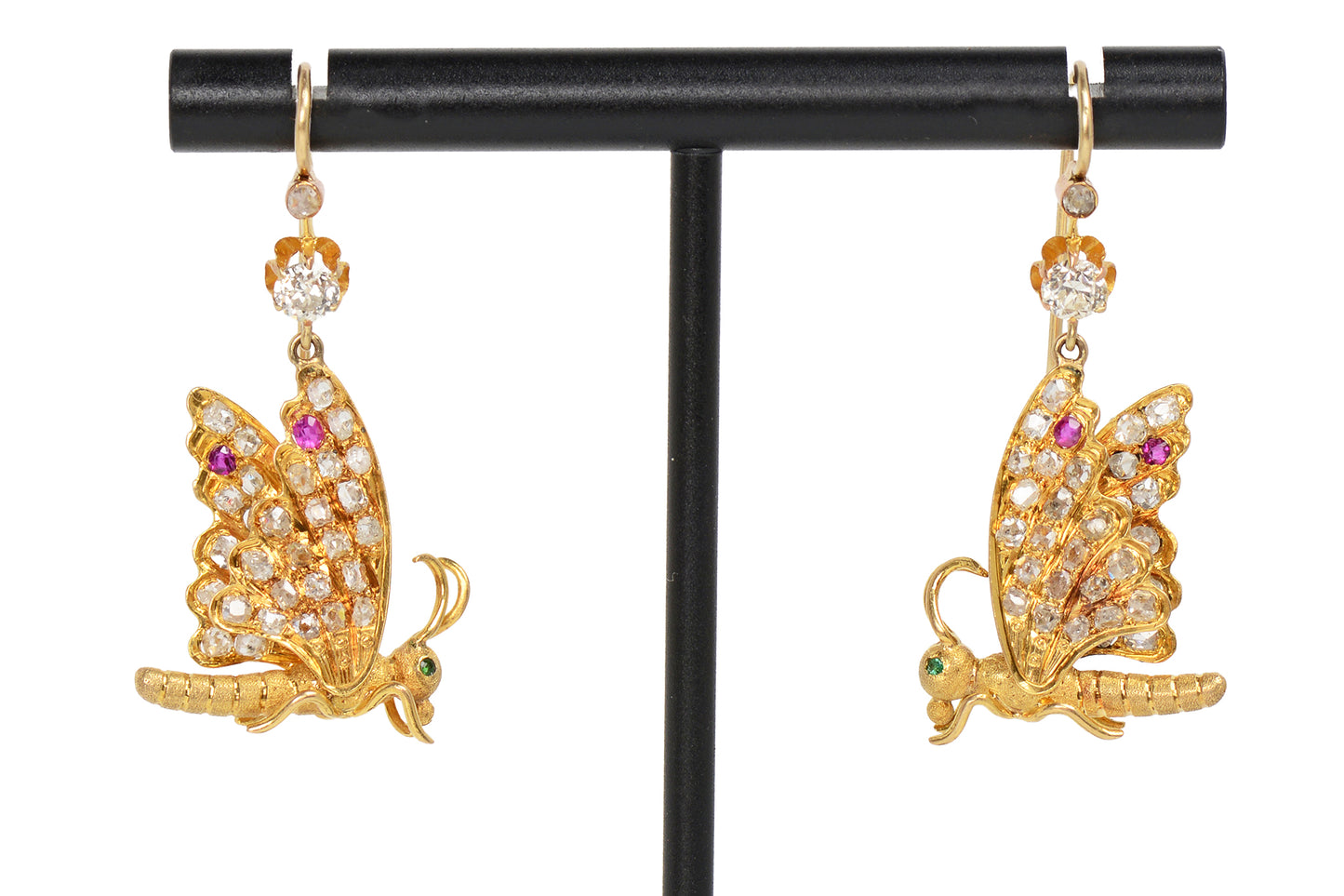 Victorian Ephemeral - Diamond & Ruby Butterfly Earrings