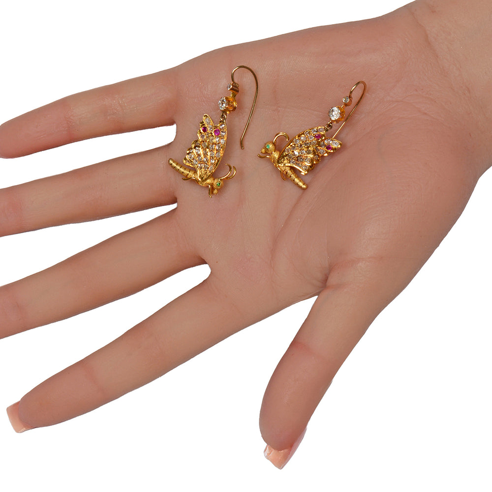 
                      
                        Victorian Ephemeral - Diamond & Ruby Butterfly Earrings
                      
                    