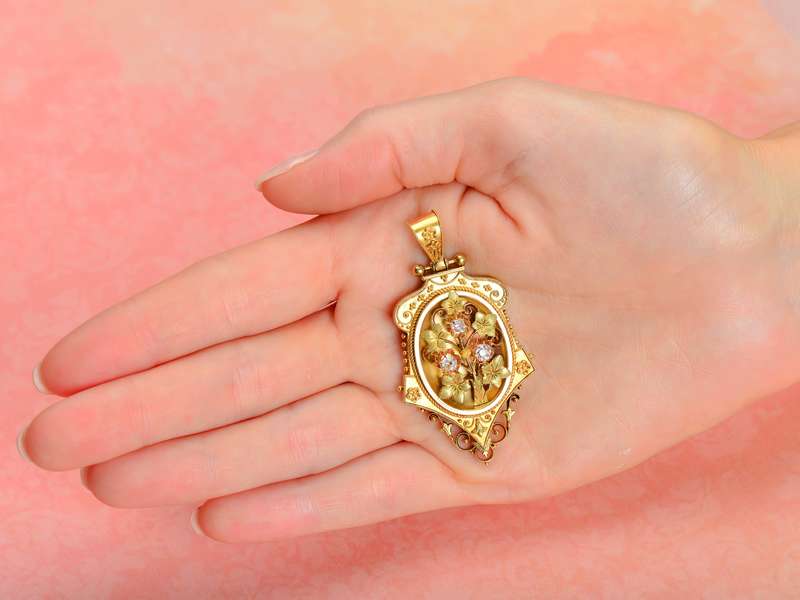 Springtime - Victorian Diamond Floral Pendant