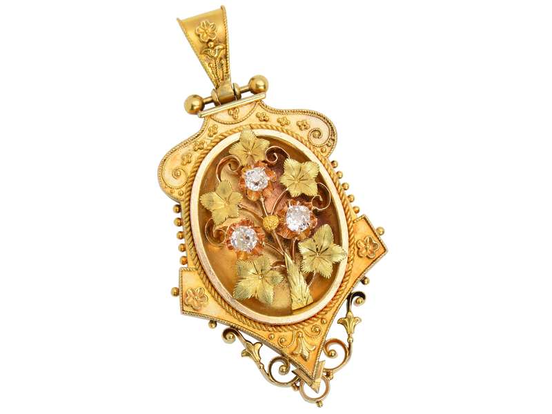 Springtime - Victorian Diamond Floral Pendant