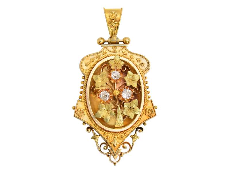 Springtime - Victorian Diamond Floral Pendant