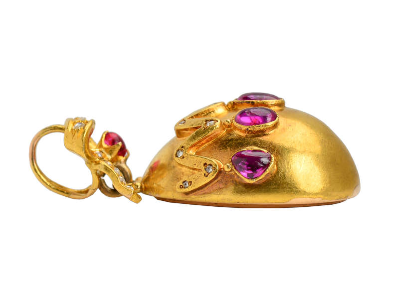Victorian Ruby Egg & Bow Pendant Locket