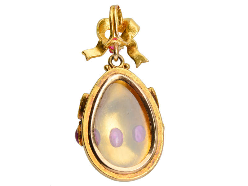 Victorian Ruby Egg & Bow Pendant Locket