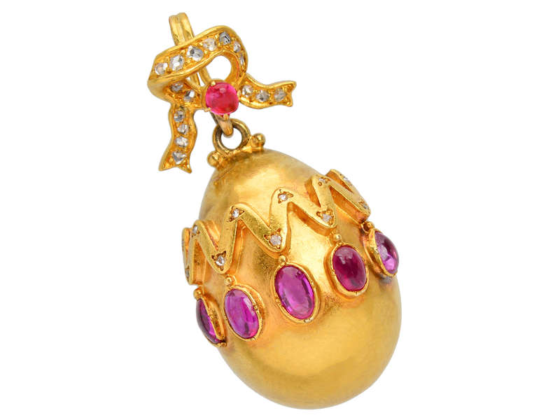 Victorian Ruby Egg & Bow Pendant Locket