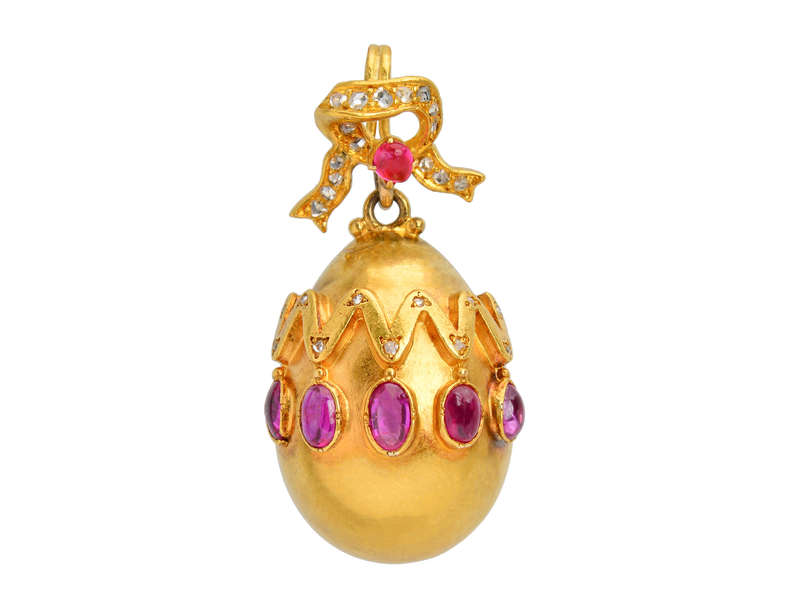Victorian Ruby Egg & Bow Pendant Locket