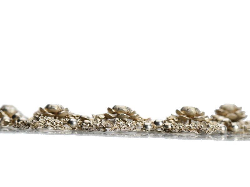 Victorian Floral Silver Necklace in Antique Box