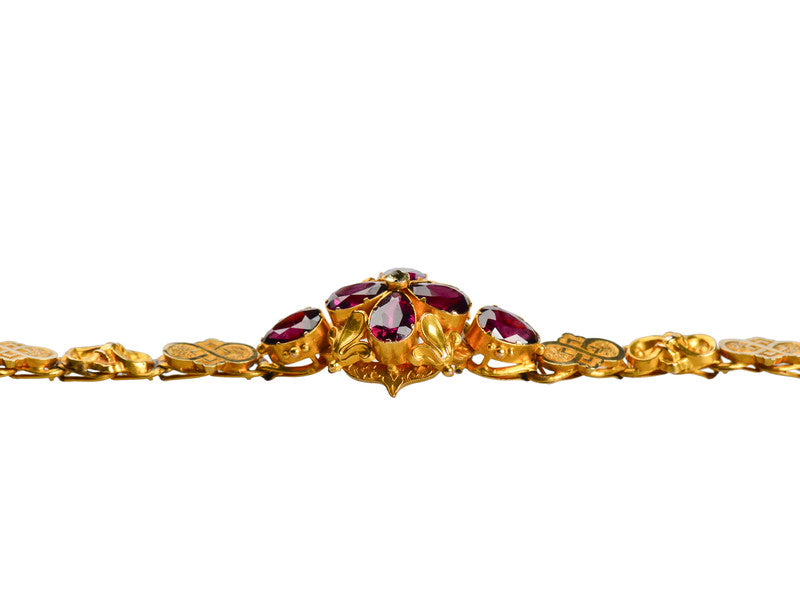 Antique Victorian Garnet Bracelet in Box