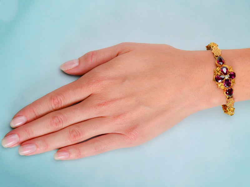 Antique Victorian Garnet Bracelet in Box