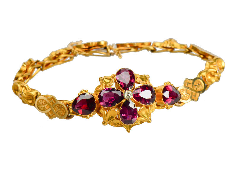 Antique Victorian Garnet Bracelet in Box