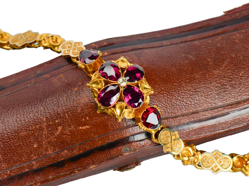 Antique Victorian Garnet Bracelet in Box