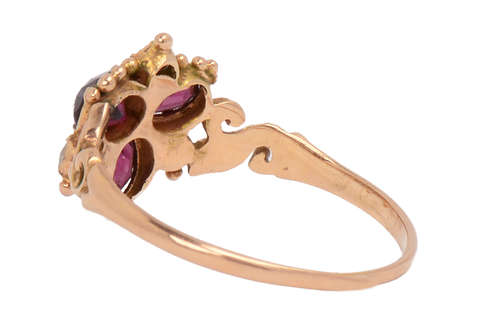 Victorian Garnet Diamond Flower Ring