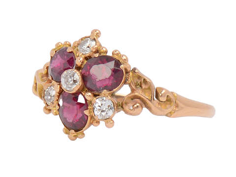Victorian Garnet Diamond Flower Ring