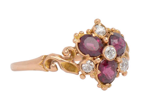 Victorian Garnet Diamond Flower Ring
