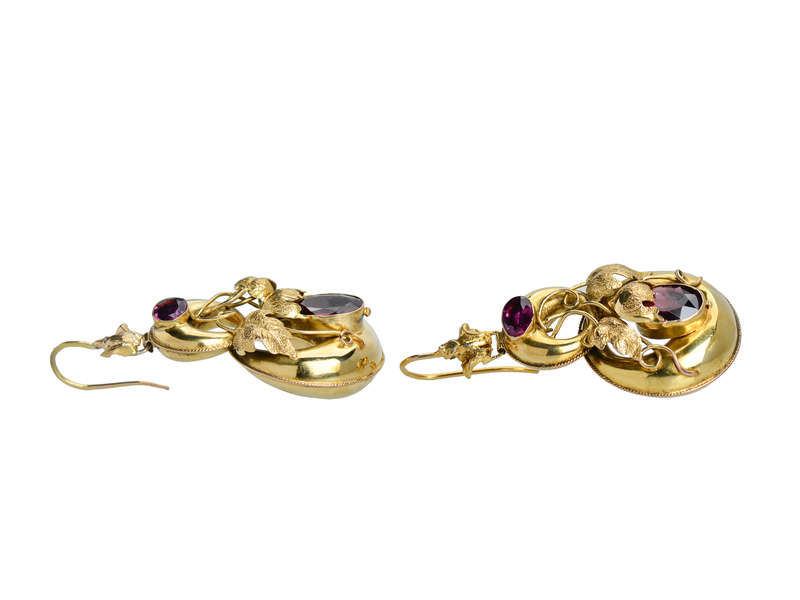 Garnet Victorian Earrings With ivy