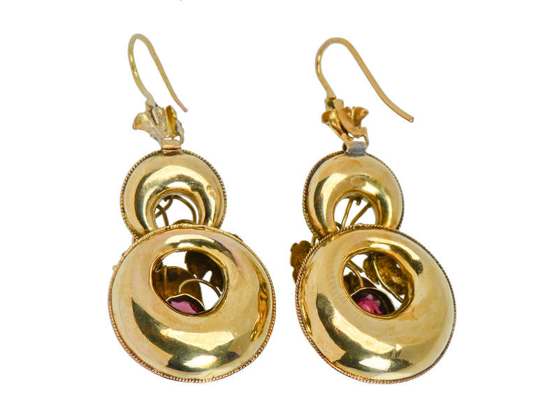 Garnet Victorian Earrings With ivy