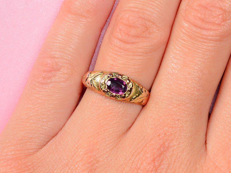 Georgian Secret Locket Garnet Ring